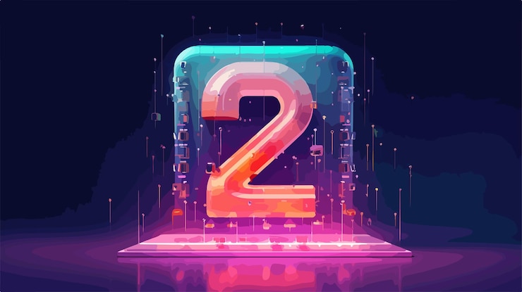 Vettore un cubo 3d colorato con il numero 2 su di esso