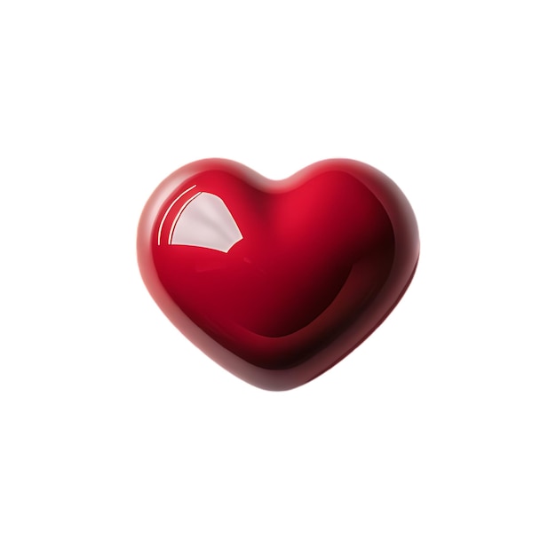 un cuore rosso con il riflesso di una luce su di esso