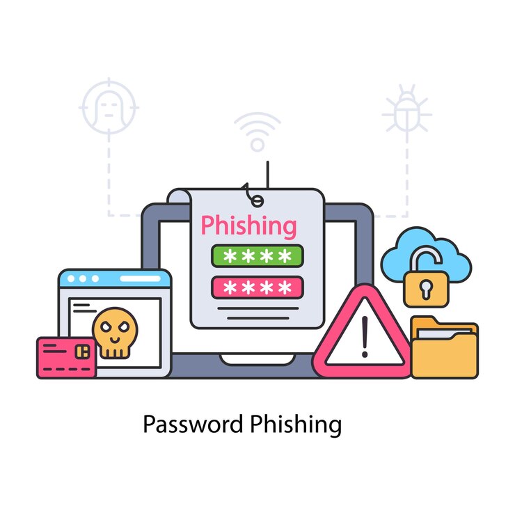 Vettore un design vettoriale alla moda di password phishing