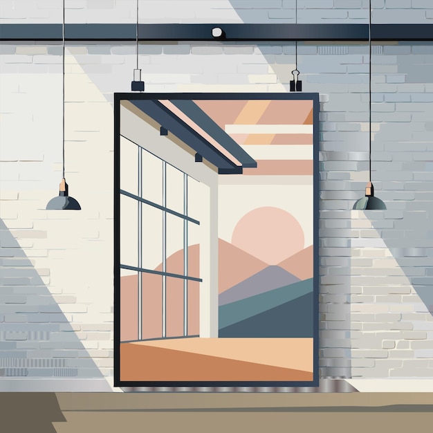 un dipinto di un tramonto è sulla parete di un edificio