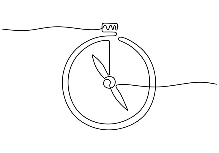Vettore un disegno a linea continua di bussola con ago per la direzione linea disegnata a mano art