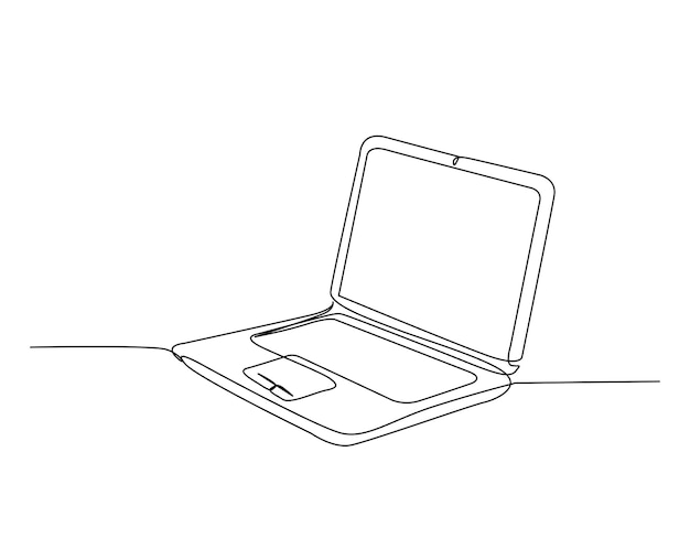 Un disegno a linea continua Illustrazione di notebook o portatile