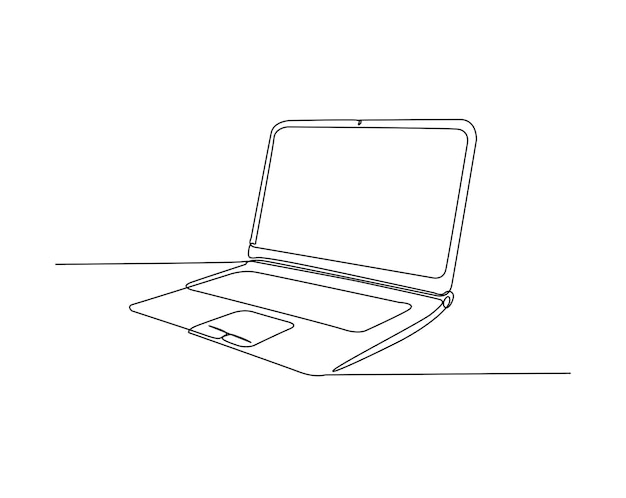 Un disegno a linea continua Illustrazione di notebook o portatile
