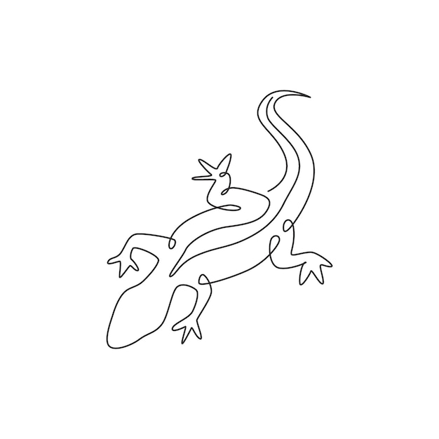 Un disegno a linea singola dell'adorabile rettile lucertola del deserto per l'identità del logo dell'azienda dello zoo rettiliano