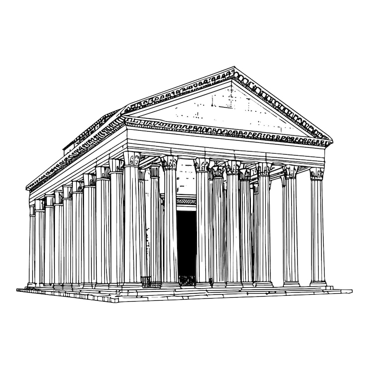 Vettore un disegno a linea singola pantheon punto di riferimento tempio antico iconico a roma italia turismo viaggio cartolina casa decorazione parete arte poster concetto di stampa disegno a linea continua di moda illustrazione vettoriale