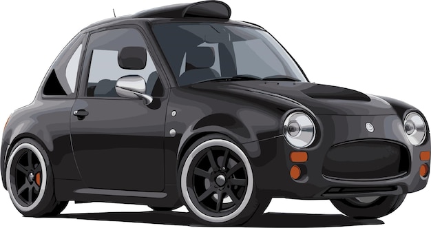 Un disegno animato di un'auto nera scura Un disegno caricaturistico di un'automobile nera scura