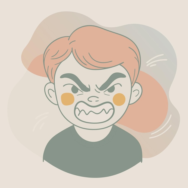 un disegno animato di un uomo con un'espressione arrabbiata