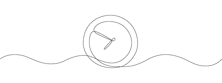 Vettore un disegno continuo di una linea di un'illustrazione vettoriale a orologio in stile disegnato a mano