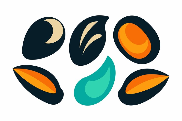 Vettore un disegno di alcune noci e uno sfondo blu e arancione