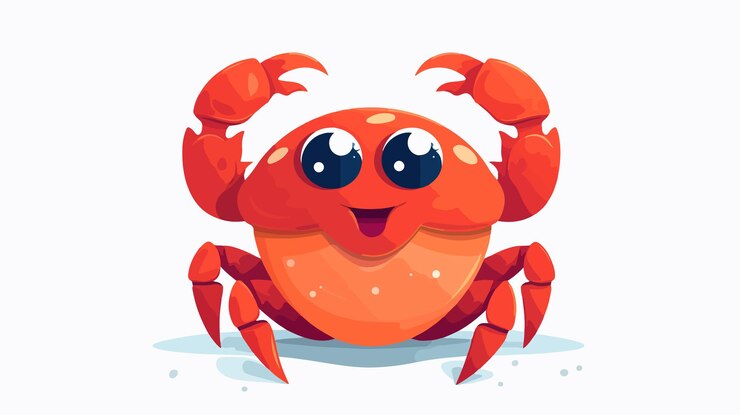 Vettore un disegno di cartone animato di un granchio con uno sfondo bianco