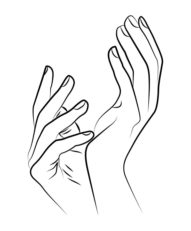 Vettore un disegno di due mani con le mani alzate