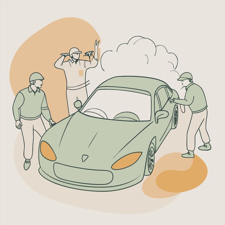 Vettore un disegno di un'auto con la parola vw su di esso