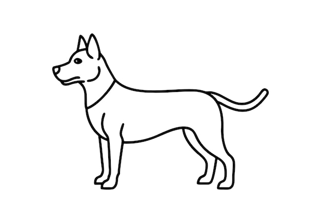 un disegno di un cane con un contorno nero su di esso