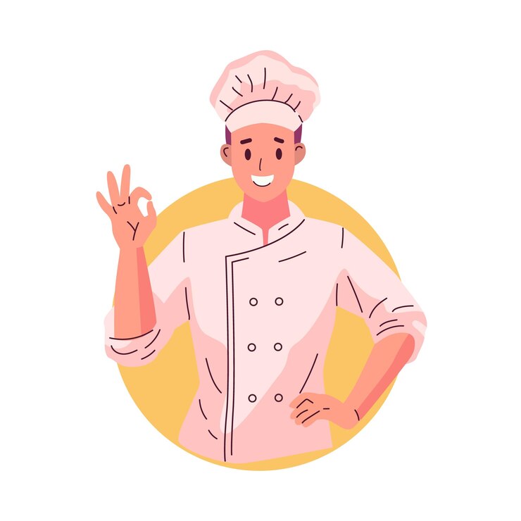 un disegno di un chef con un cappello sulla testa