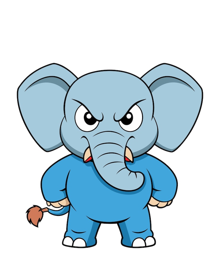 Vettore un disegno di un elefante con una faccia di cartone animato