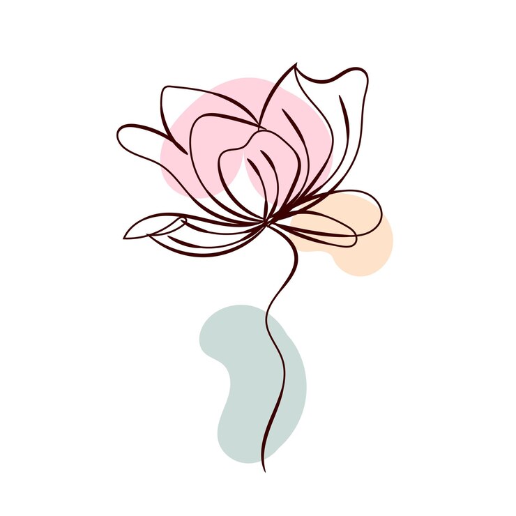 un disegno di un fiore di loto con un fiore rosa su di esso