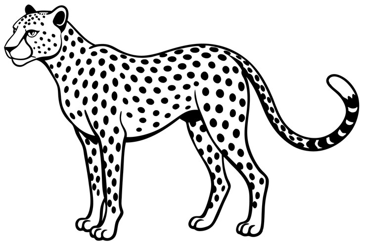 un disegno di un ghepardo che ha dei punti su di esso