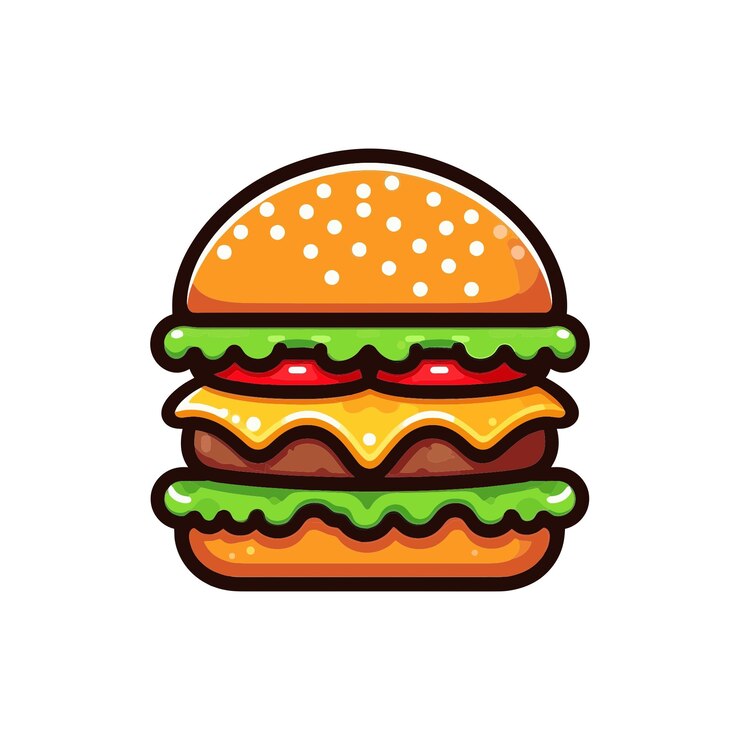 un disegno di un hamburger con un top verde e rosa