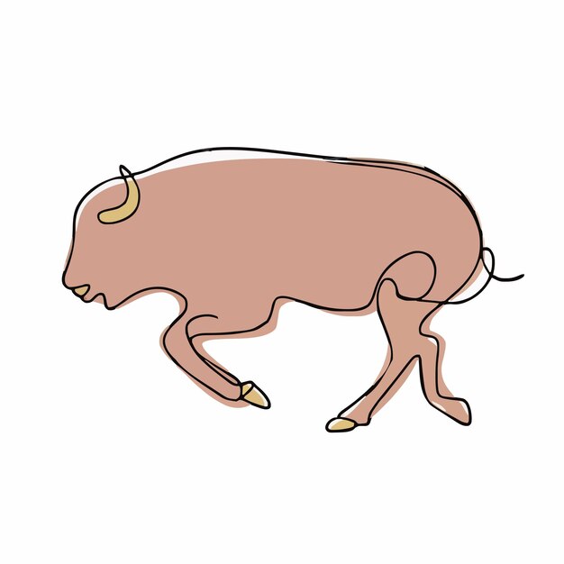 un disegno di un maiale con un corno su di esso