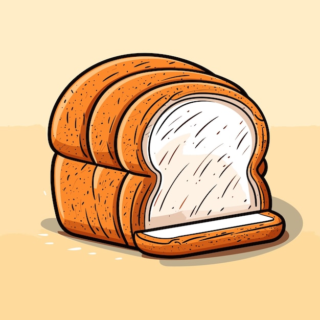 Un disegno di un pane con un taglio