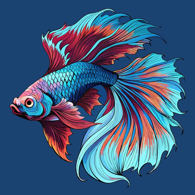 un disegno di un pesce con i colori della coda e della coda