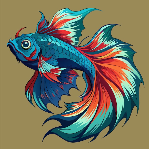 un disegno di un pesce con i colori della coda e della coda