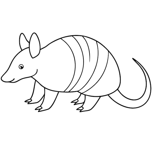 un disegno di un topo con un disegno in linea di un ratto