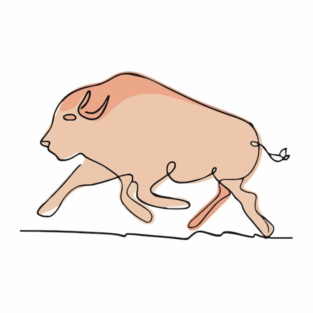un disegno di un toro con una coda che dice un