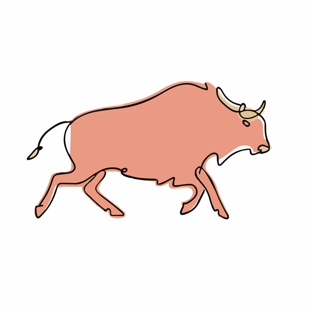 un disegno di un toro con uno sfondo rosa