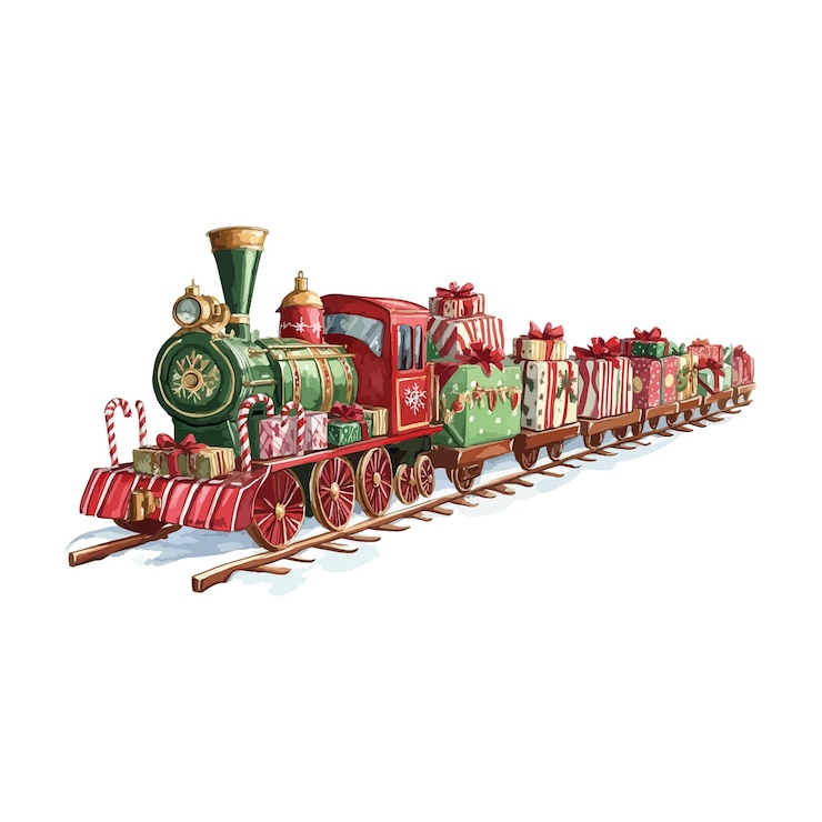 Vettore un disegno di un treno con il nome di santa sulla parte anteriore