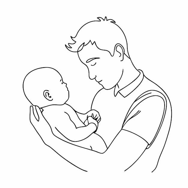 un disegno di un uomo che tiene in braccio un bambino con un disegna di un bambino