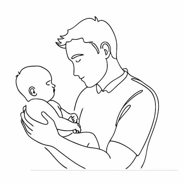 un disegno di un uomo che tiene un bambino in braccio
