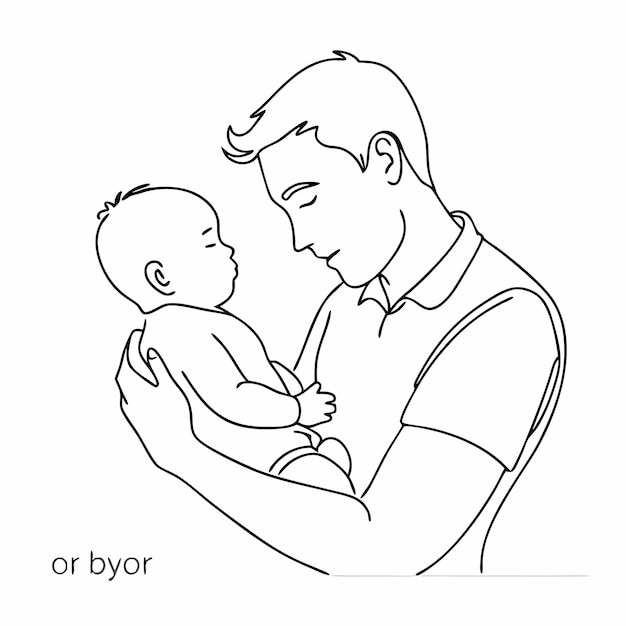 un disegno di un uomo che tiene un bambino