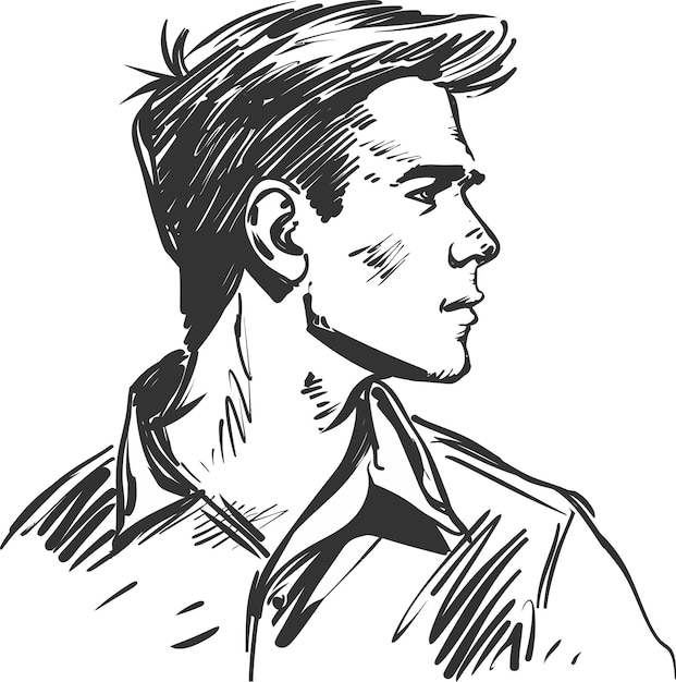 un disegno di un uomo con i baffi e una camicia che dice la parola