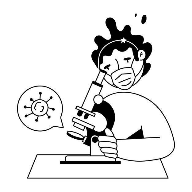 un disegno di un uomo con un microscopio che dice "no quot"