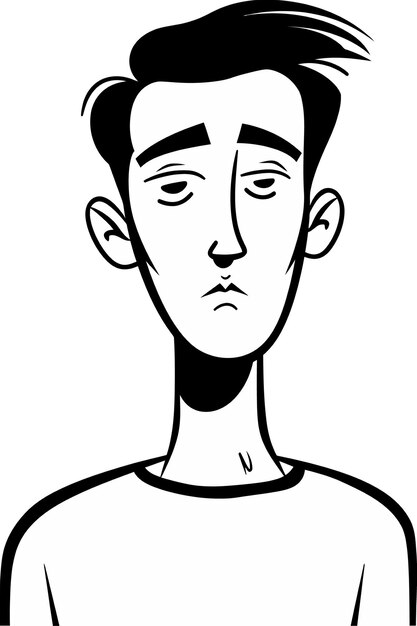 un disegno di un uomo con una faccia triste