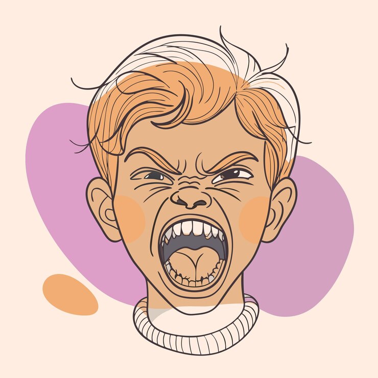Vettore un disegno di un uomo dei cartoni animati con un'espressione di sorpresa sul suo viso