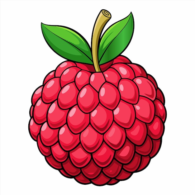 un disegno di una fragola rossa con una foglia verde su di essa