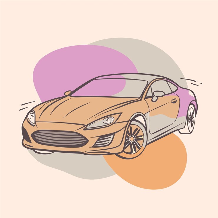 Vettore un disegno di una macchina con la parola auto su di essa