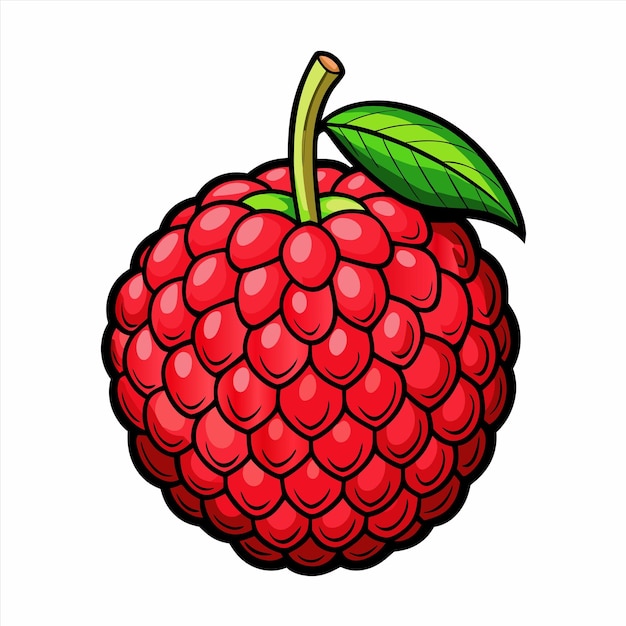 un disegno di una mela rossa con una foglia verde su di essa