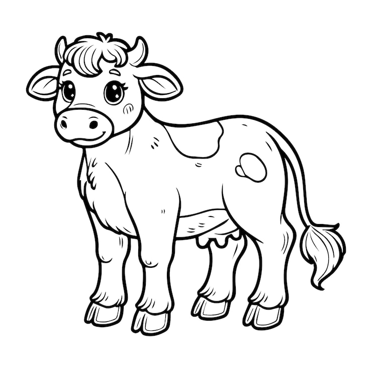 Vettore un disegno di una mucca con una mucca su di essa