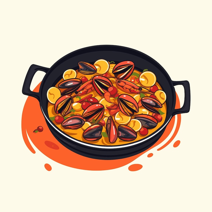 Vettore un disegno di una padella con un mucchio di noci e semi.