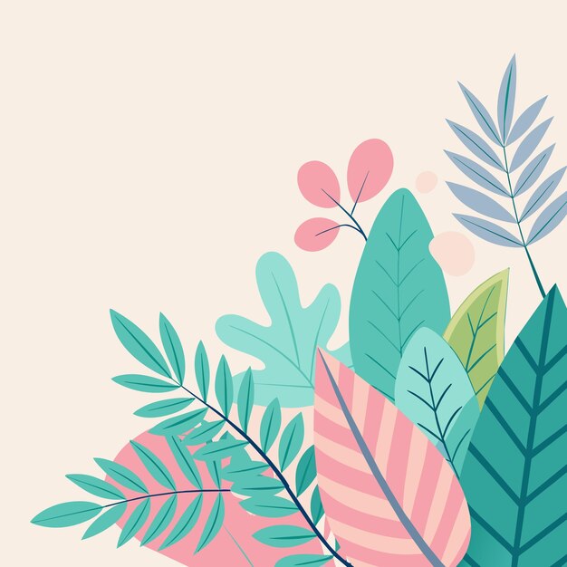 un disegno di una pianta colorata con fiori e foglie rosa