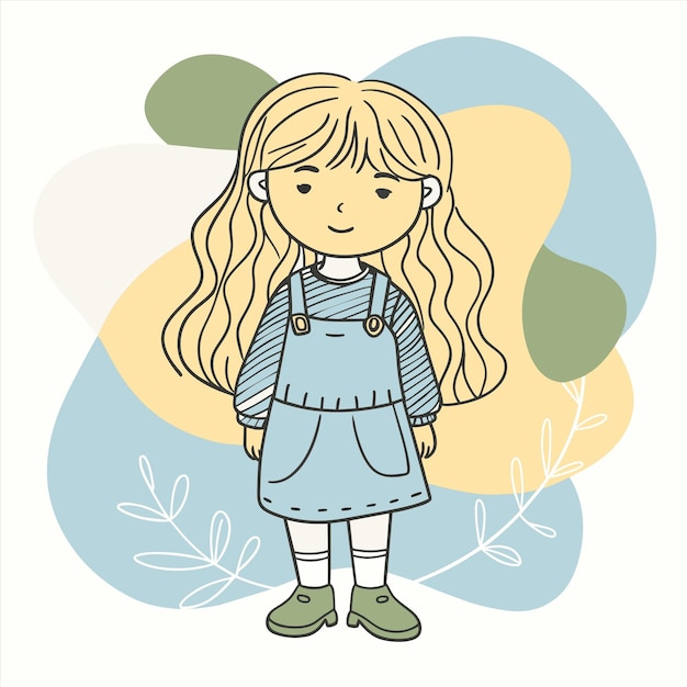 un disegno di una ragazza con i capelli lunghi biondi