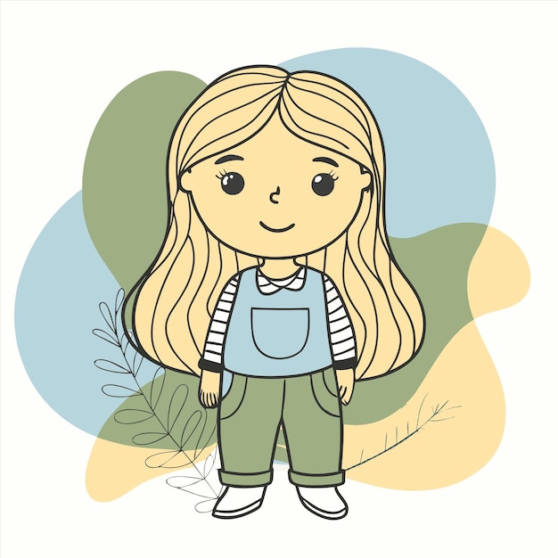 un disegno di una ragazza con i capelli lunghi e biondi