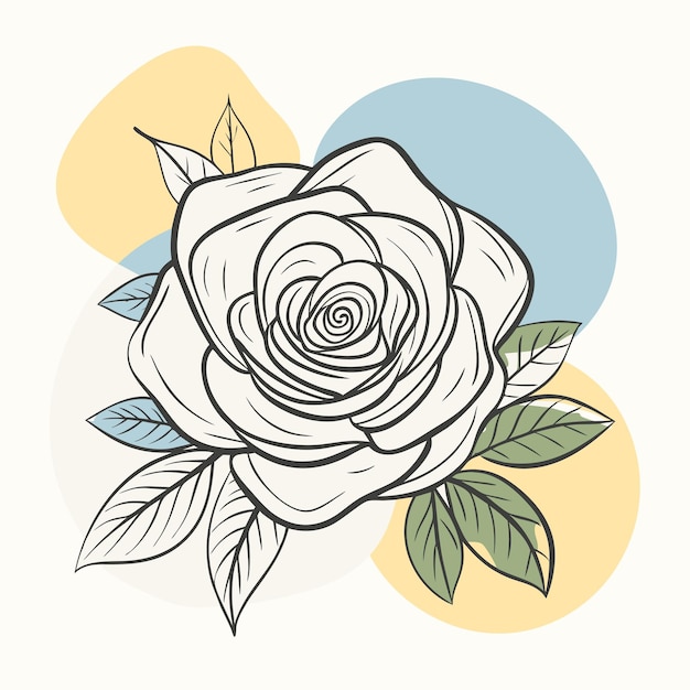 un disegno di una rosa con uno sfondo giallo