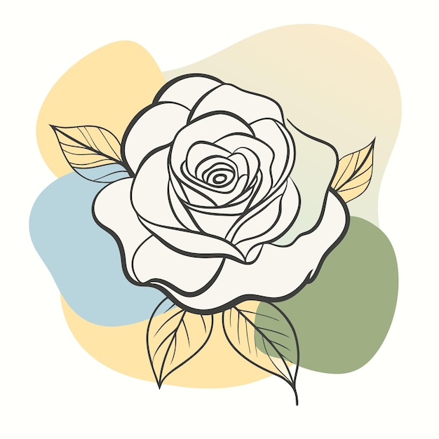 un disegno di una rosa con uno sfondo verde e giallo