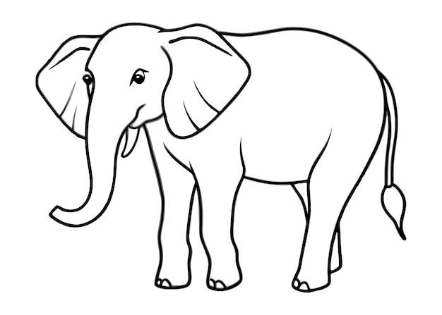 Un disegno illustrativo vettoriale di un elefante a contorno
