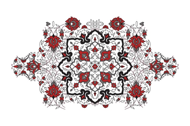 un disegno in bianco e nero con un fiore rosso