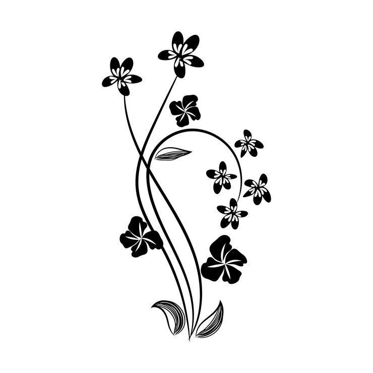 un disegno in bianco e nero di fiori con la parola giglio su di esso